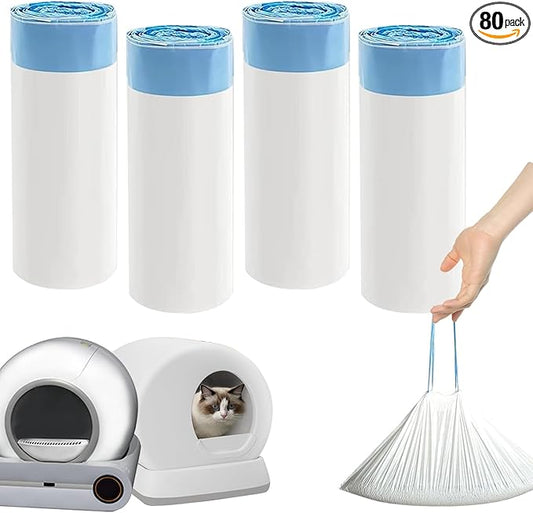 80 Count Waste Bags Compatible With MW-SC01/MW-SC02/MW-LR01 and Pet cove, Replacement Extra Large Cat Litter Box Liners, 4 Rolls Litter Waste Receptacles Bags