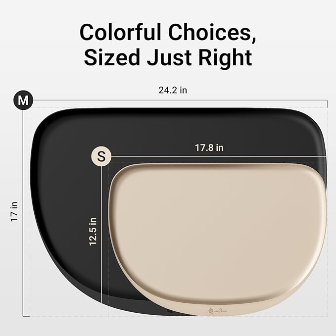 DownyPaws Dog Food Mats for Floors Waterproof, BPA Free Silcone Dog Bowl Mat, Non-Slip Pet Feeding Mat with High Raised Edge, Cat Placemat for Messy Drinkers, 24"×17", Black