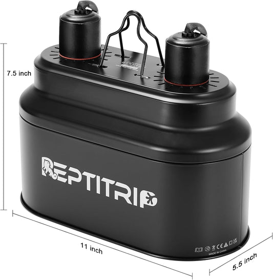 Dual Reptile Light Fixture with 100W Daytime Heat & UVB 10.0 Reptile Bulb, 2 Independent Switches, Reptile UVA UVB Light Combo Pack