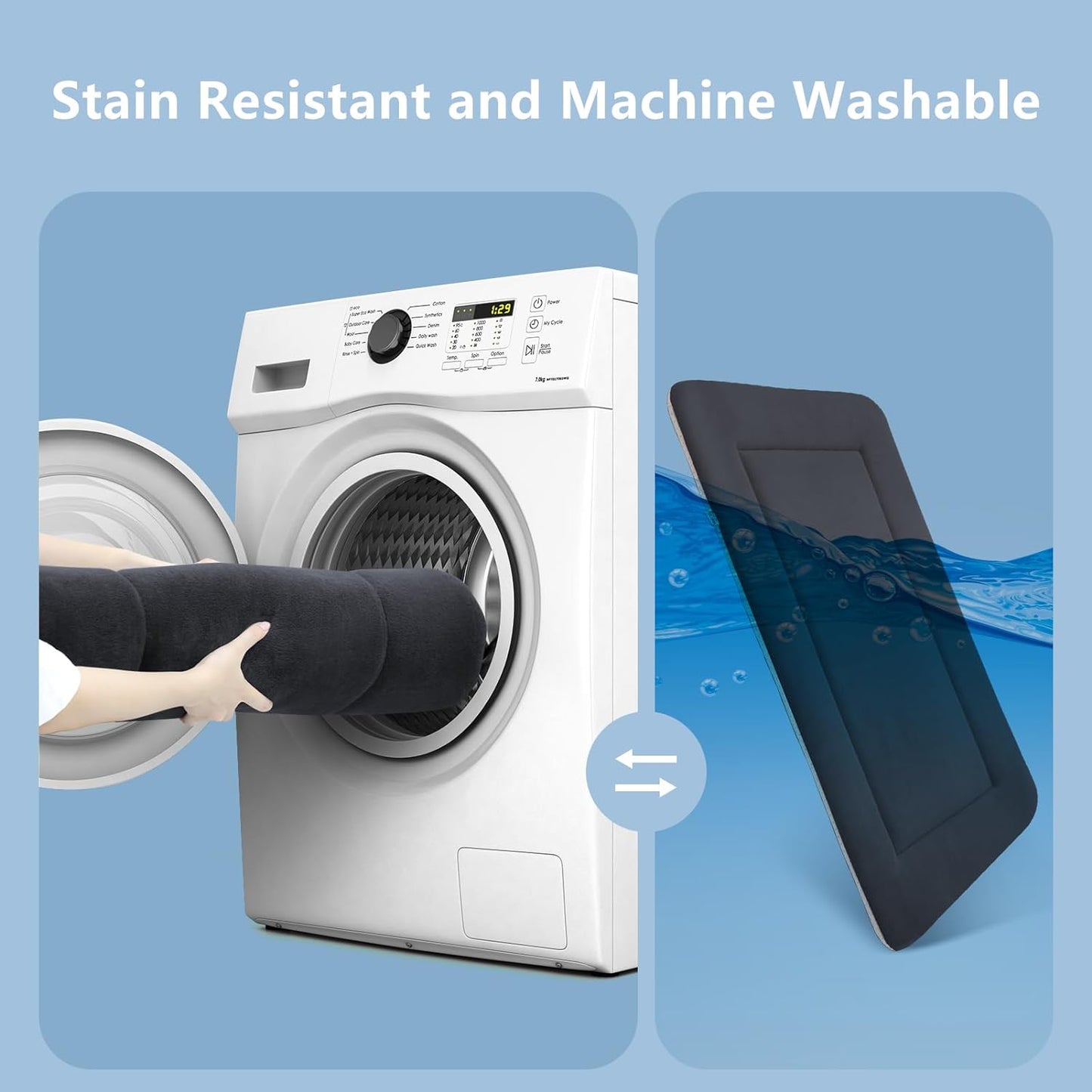 Magic Dog Large Dog Bed Soft Dog Crate Pad Dog Mat, 42 Inches Machine Washable Pet Bed Kennel Pad with Non-Slip Bottom, Dark Gray