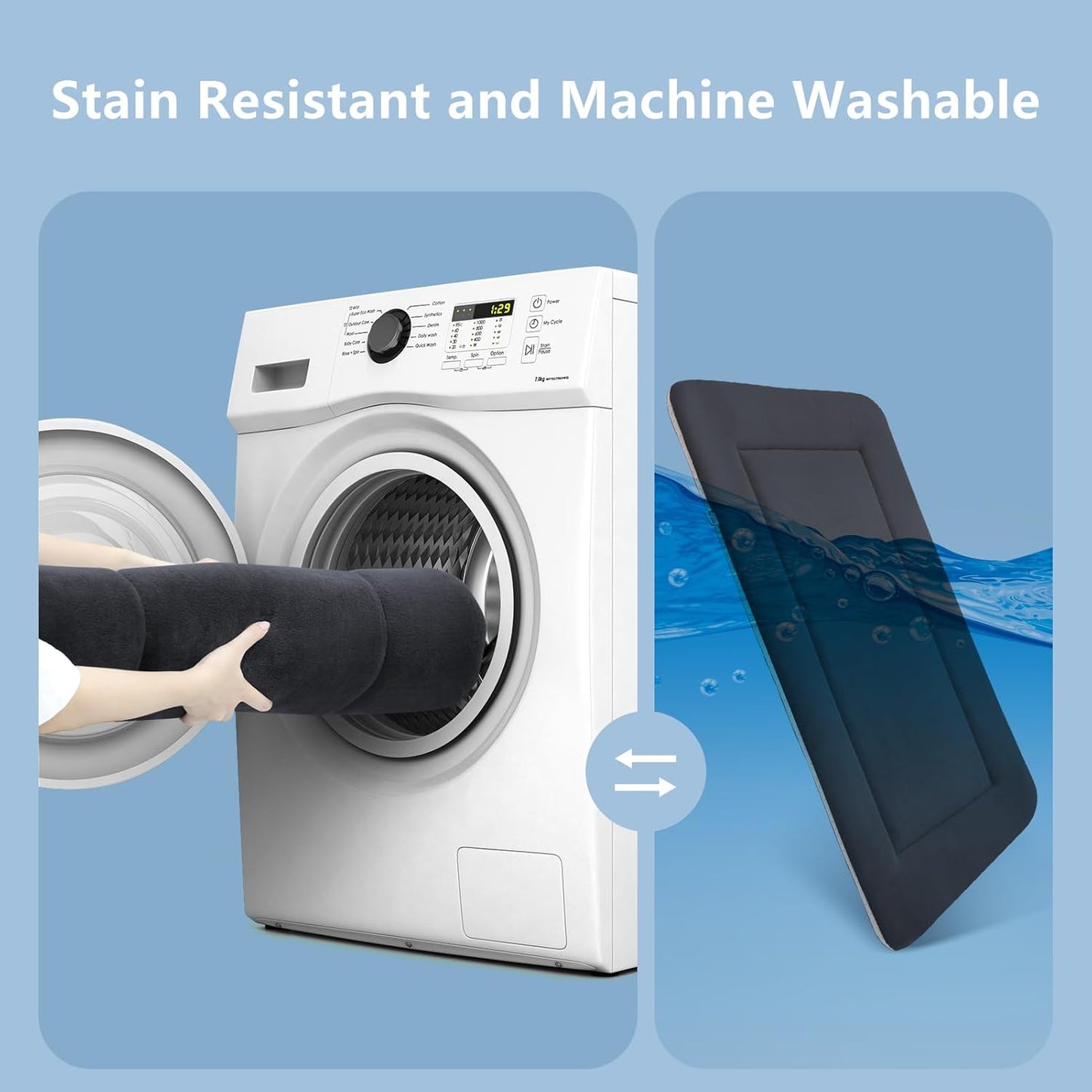 Large Dog Bed Soft Crate Pad Mat 47" Machine Washable with Non-Slip Bottom for Large Medium Dogs