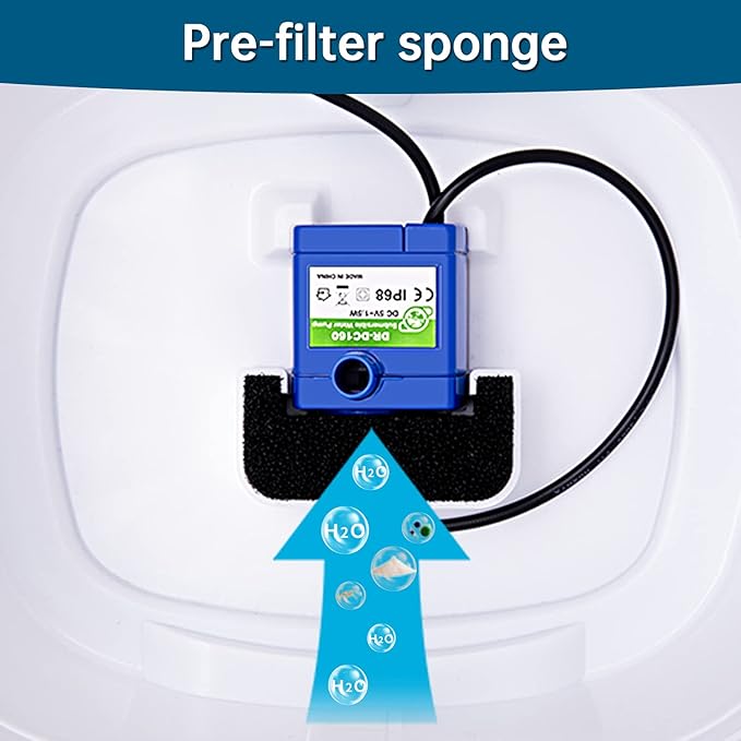 Cat Water Fountain Filter, 84 oz/2.5 L Replacement Filter for Automatic Pet Water Fountains, Cotton Activated Carbon Cat Fountain and Foam Filters (Square 8+4 Pack)