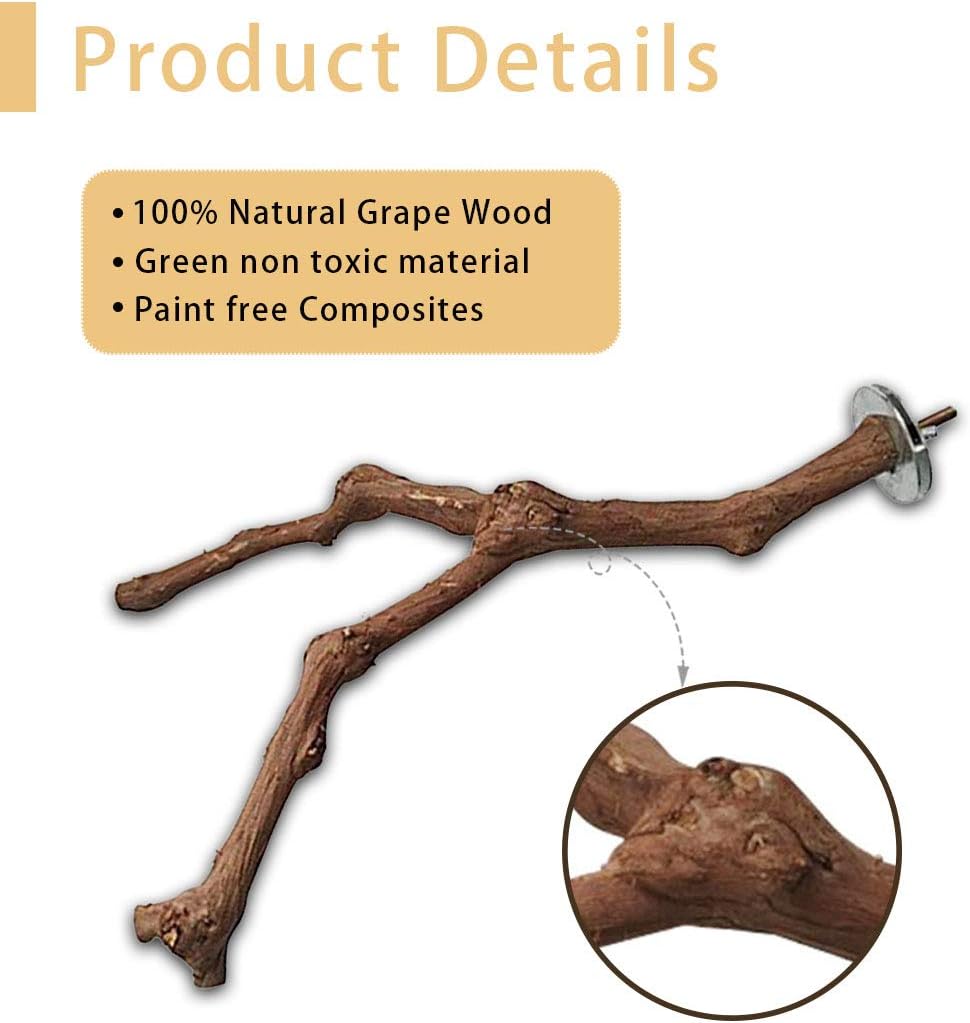 PINVNBY Bird Perches for Cage,3Pcs Parrot Perches Natural Grape Wood Birdcage Stands Pole 4Pcs Birds Toys Ball for Parakeet Lovebirds Budgies Cockatiels Finches