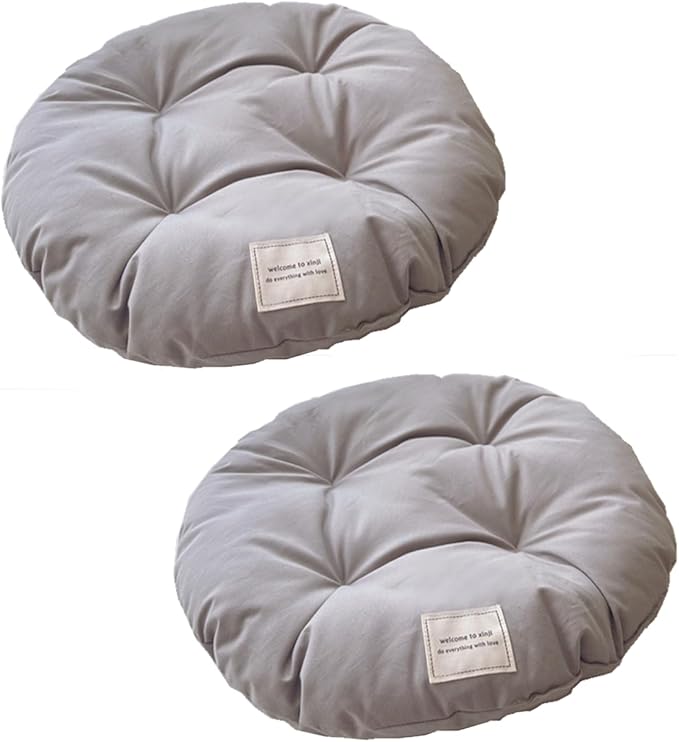 SHENGOCASE 2-Pack 15.7" Round Soft Cat Kneading Pillow Cushion Bed for Dog House Perch, Pad Padding for Cat Cage Kennel (Grey)