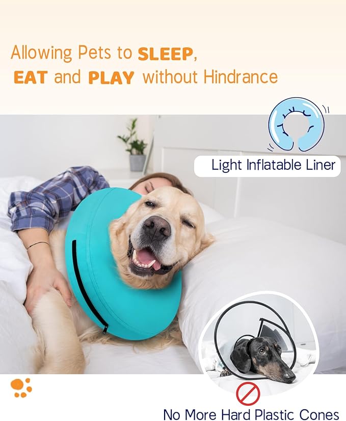 Supet Inflatable Dog Cone Collar for Small Dogs Puppies Cats, Soft Dog Cone Alternative After Surgery for Puppies Cats to Stop Licking