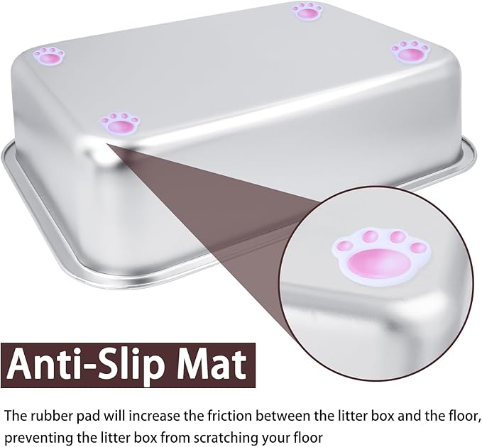Small Stainless Steel Litter Box for Kittens, 15.5"×11.6"×4" Metal Litter Box for Kitten Rust-Proof, Non Stick, No Smell, Easy to Clean for Cats Rabbits
