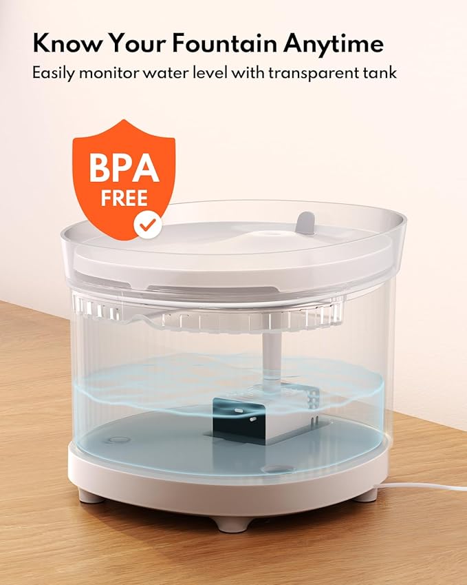 HomeRunPet Wireless Pump Cat Water Fountain - Detachable Design for Easy Cleaning, Multi-Cat Water Dispenser with Chew-Proof Base