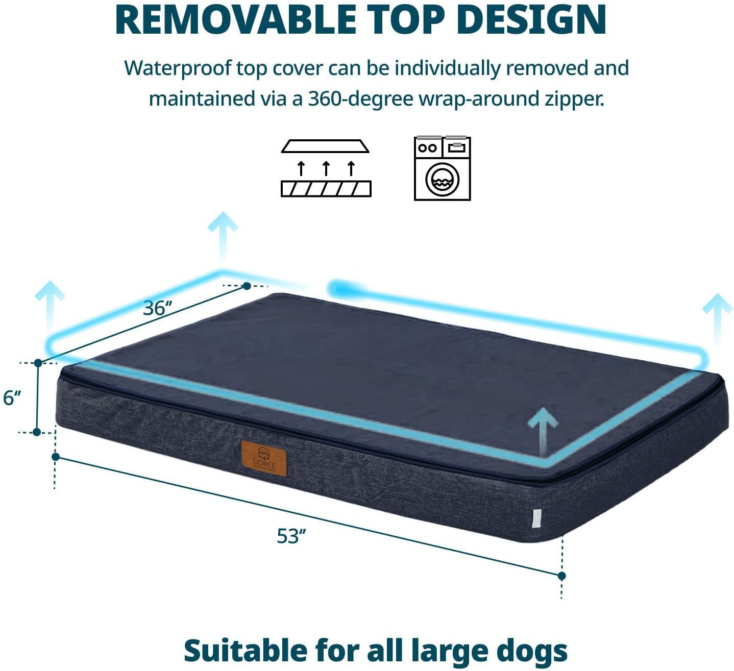 Orthopedic Memory Foam Giant Dog Bed - 6" Thick Beds for Large Sized Dog - Waterproof Removable Washable Cover & Wrap-Around Zipper - Ultimate Comfort & Easy Maintenance
