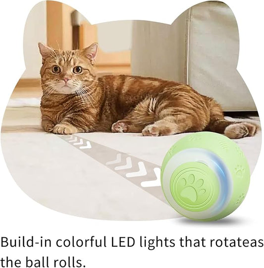 SEALON Electric Interactive Cat Toy Ball,Indoor Cat Play Ball, Suitable for Cats Over 6 Months for Exercise, Weight Loss, and Fun（Green）