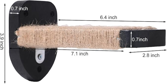 3-in-1 Cat Wall Steps - Climbing Wall Furniture & Shelves with Hemp Rope, Solid Wood Cat Ladder (Standard-Black)