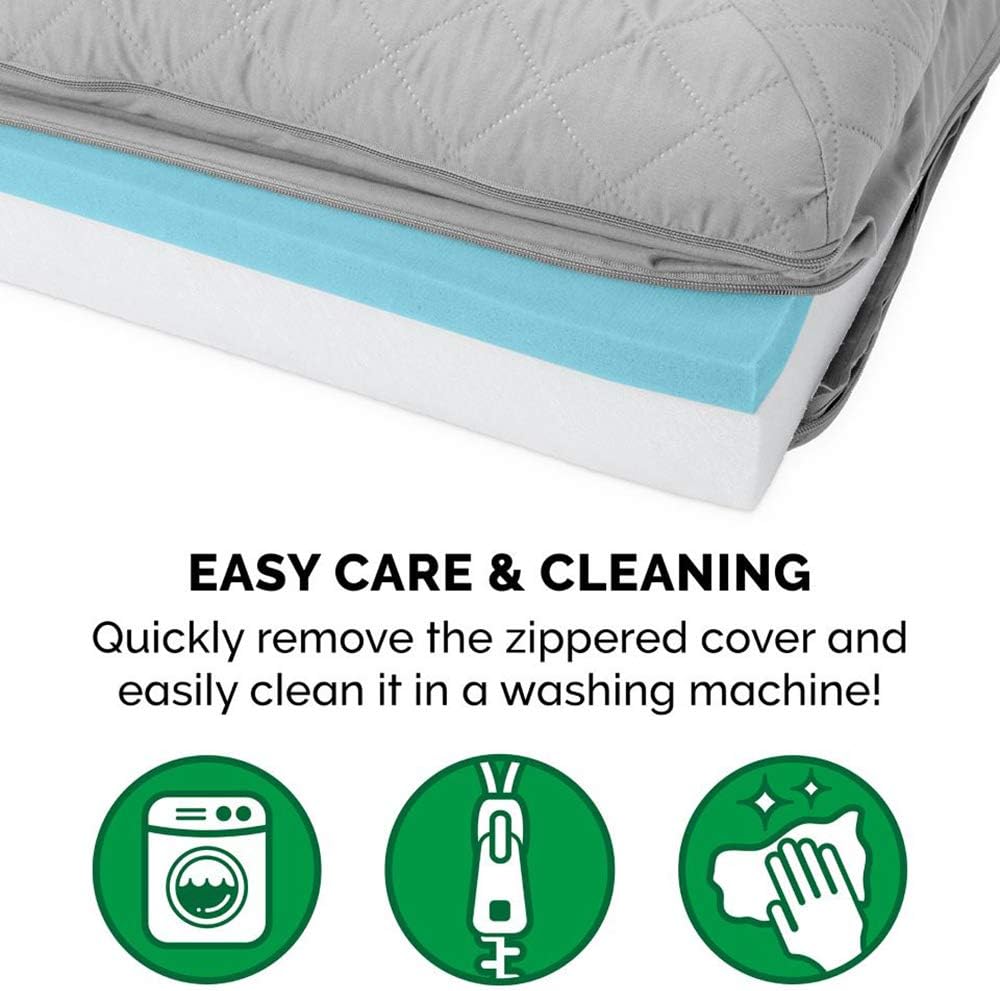 Furhaven Cooling Gel Dog Bed for Large Dogs w/ Removable Bolsters & Washable Cover, For Dogs Up to 95 lbs - Two-Tone Plush Faux Fur & Suede L Shaped Chaise - Stone Gray, Jumbo/XL