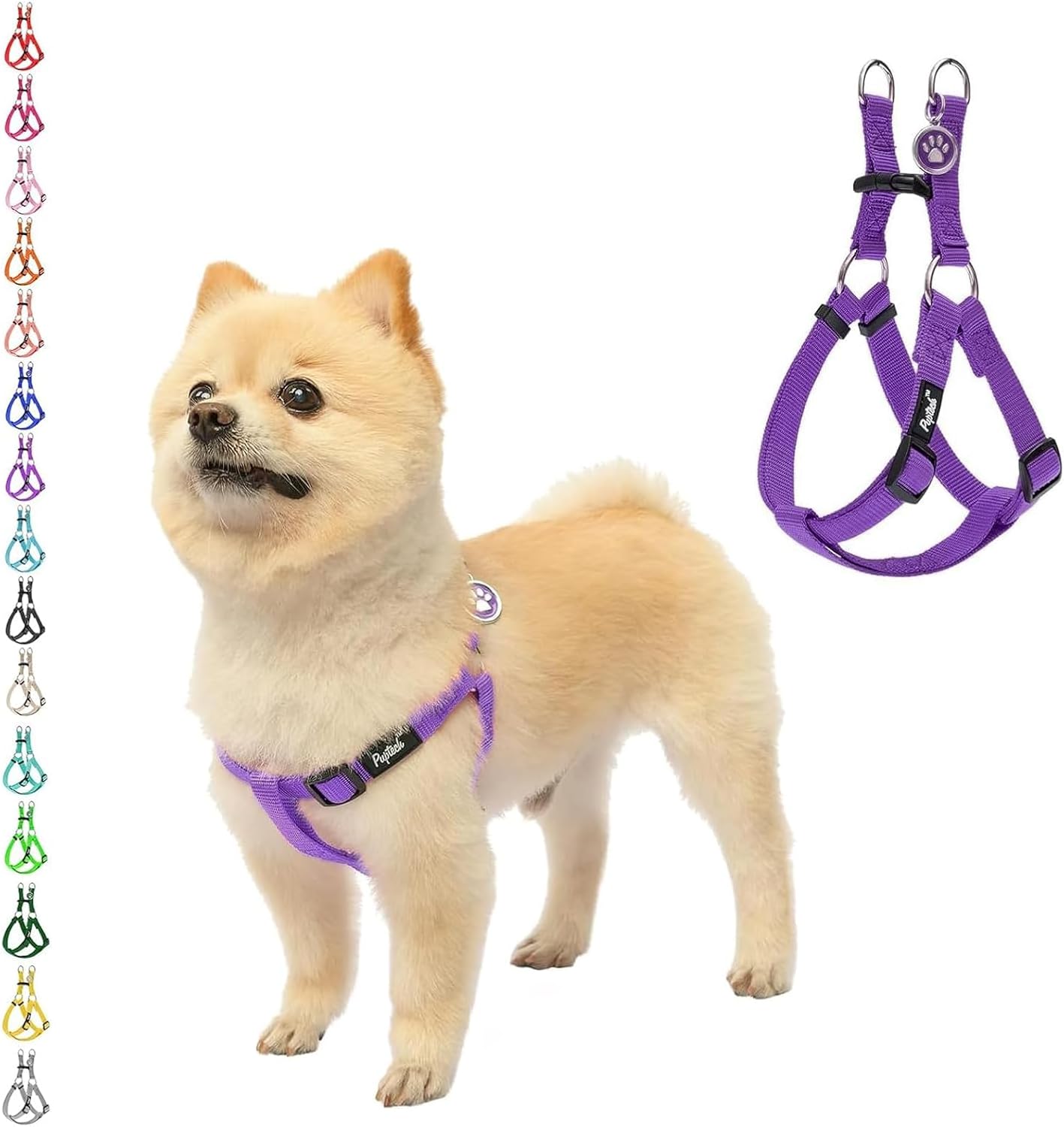 PUPTECK No Pull Dog Harness Soft Adjustable Basic Nylon Step in Puppy Vest Outdoor Walking with ID Tag X-Small