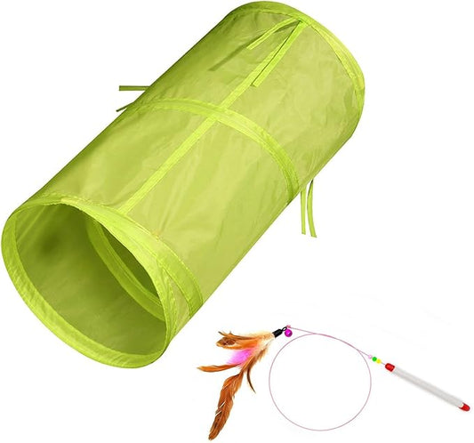 iCAGY Cat Tunnel for Indoor Cats Interactive, Rabbit Tunnel Toys, Pet Toys Play Tunnels for Cats Kittens Rabbits Puppies Crinkle Pop Up Light Green 20"