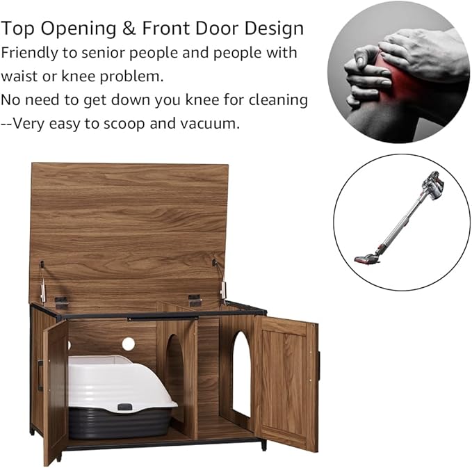 unipaws Top Opening Cat Litter Box Enclosure, Friendly to Elderly People, Waist or Keen Problem People, XL Extra Large Cat Box Furniture, High Jumbo Automatic Litter Box Cover Hidden for Large Cat