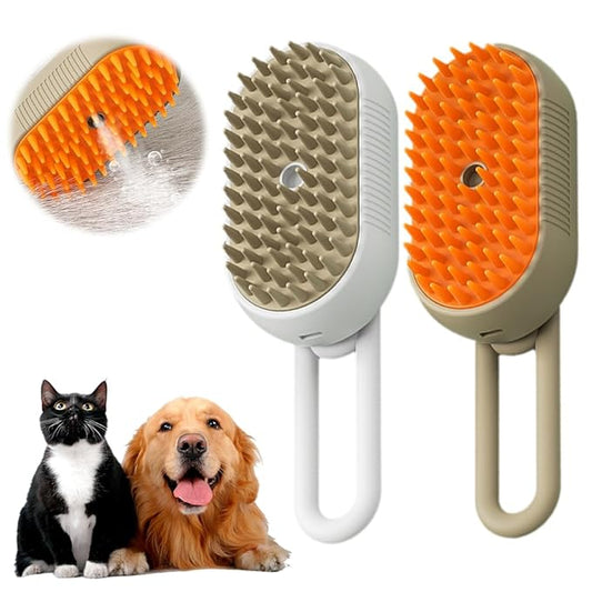 Pet Steam Groomer Brush Electric,2025 Electric Cat Grooming Brush for Massaging and Cleaning Shedding Pets Hair,3 in 1 Pet Steam Brushes Hair Removal Comb for Cats Dogs (2PCS)