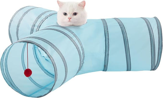 Cat Tunnels for Indoor Cats 3 Way Play Toy Kitty Tunnel Peek Hole Toy with Ball for Cat Tube Fun for Rabbits Kittens and Dogs