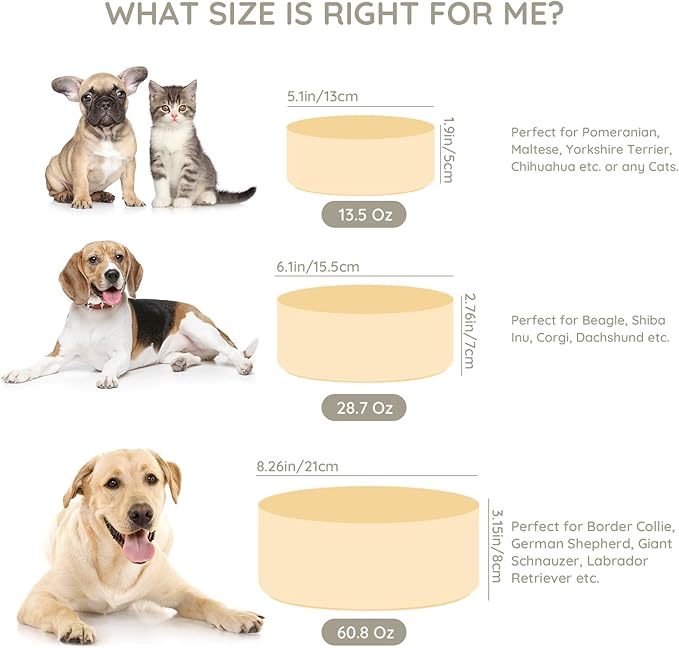 SPUNKYJUNKY 60 OZ Ceramic Dog and Cat Bowl, Modern Cute Weighted Food Water Bowl for Replacement Beige (1 Pack)