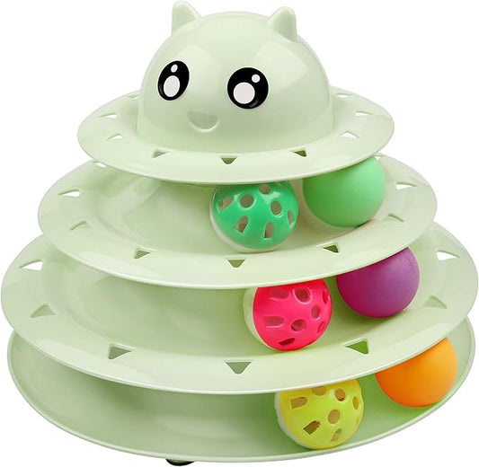 UPSKY Cat Toy Roller 3-Level Turntable Cat Toy Balls with Six Colorful Balls Interactive Kitten Fun Mental Physical Exercise Puzzle Toys