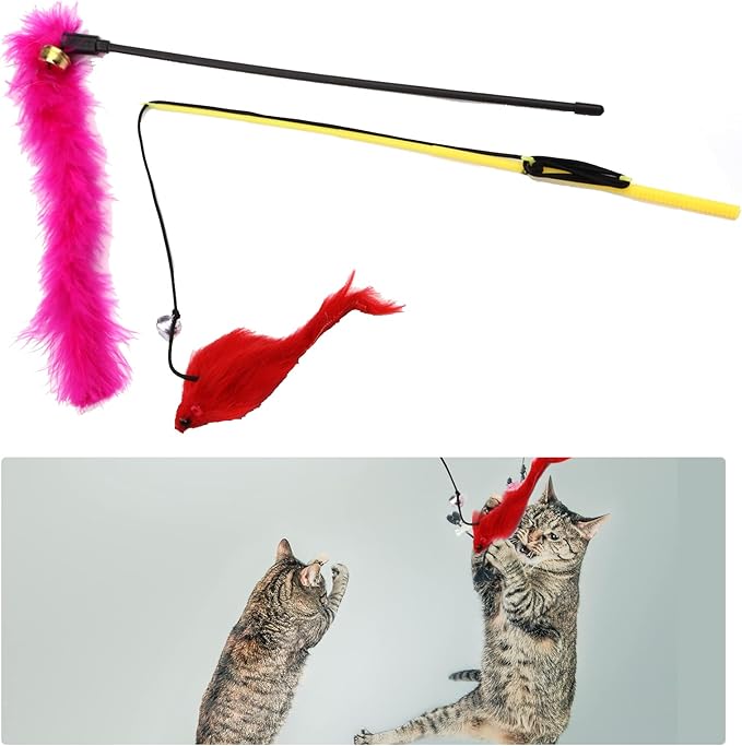 Cat Toys Kitten Toys Assortments, 32 Packs Cat Toys Variety Pack for Kitty, Cat Balls with Bells,Cat Feather Toy, Cat Mouse Toy, Cat Crinkle Balls, Catnip Toys for Indoor Cats Kittens