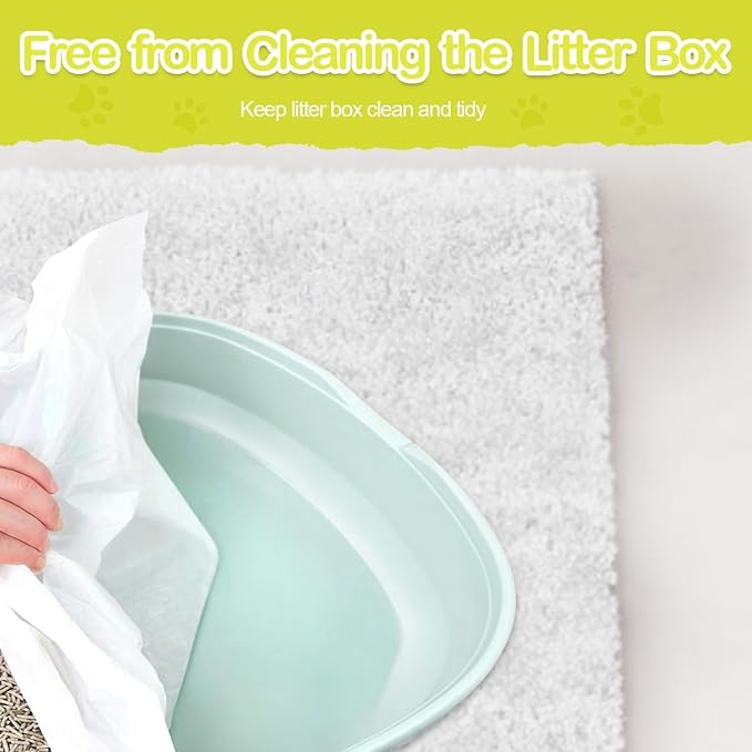 48 PACK Jumbo Cat Litter Box Liners, Tear Resistant Heavy Duty Cat Litter Bags with Drawstring, Pre-Separated for Easy Access, Easy Cleanup