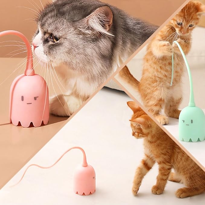 Indoor Cat Toys, Most High-Tech Electric Cat Toy, Interactive Cat Toy Cat Wand Toy for Indoor Cats, Rechargeable Automatic Cat Interactive Toy for Bored Indoor Adult Cats (Green+Pink)