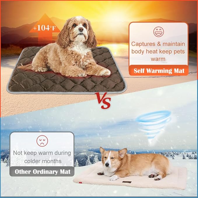 ULIGOTA Self Warming Cat Bed Self Heating Cat Mat Thermal Pet Bed Mat Self-Warming Dog Crate Pad
