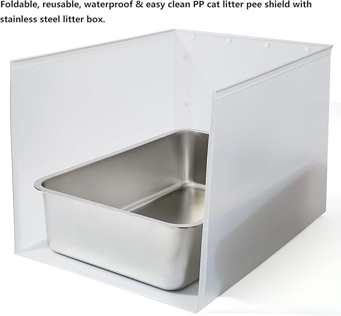1Pc Large Cat Litter Box, Stainless Steel Metal Box for Cats, XL Kitty Litter Box with Enclosure, Premium Odor-Free Design