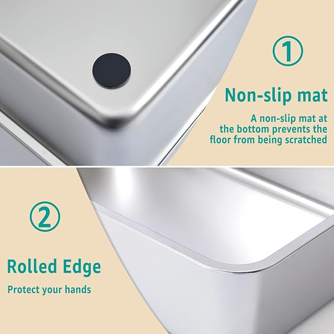 Stainless Steel Litter Box 2 Pack, 17.5"x13.6"x13" Standard Metal Cat Box with 15.7In High Sided Pee Shield, Non Stick No Smell Tall Kitten/Kitty Litter Box with Splash Guard