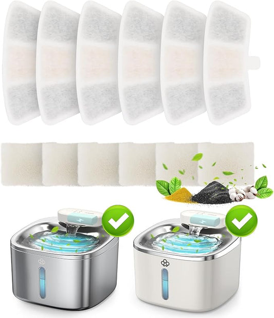 6pcs Replacement Filters for PW04 3.5L Wireless Cat Water Fountain （for Fountain B0DNJT76WJ and B0DSJ9F3M2