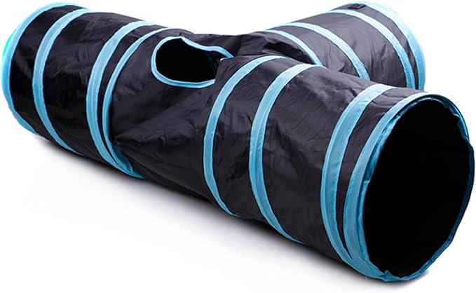Foldable Cat Tunnels With Toy Ball - Indoor Play Tube for Large Cats, Kittens, and Rabbits (3 Way)