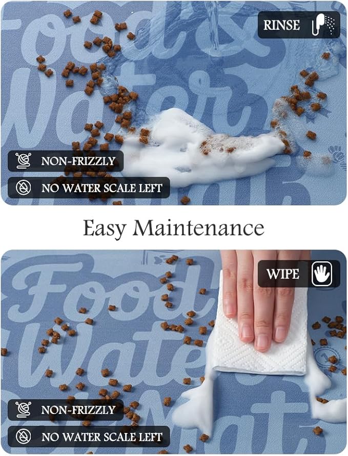 Pet Feeding Mat-Absorbent Dog Mat for Food and Water Bowl-No Stains Quick Dry Water Dispenser Mat-Dog Accessories Pet Supplies-Bowl for Messy Drinkers（Words,17"x28"