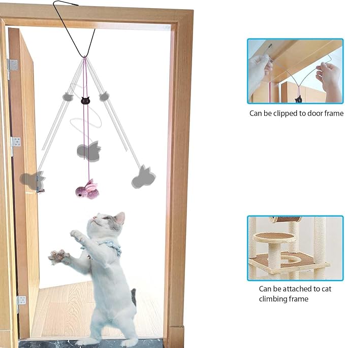 ZPH Cat Toys Interactive for Indoor Cats,2PCS Retractable Cat Wand,9PCS Teaser Toys&1PCS Hanging Door Lure Kitten Toy,Interactive Feather Toy for Teaser Play and Chase Exercise with Kitten