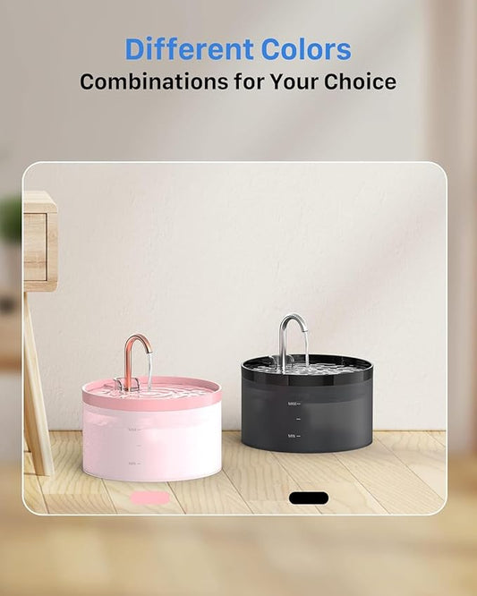 Cat Water Fountain: Dog Bowl Fountains - Automatic Pet Dispenser - Dogs Drinking Waterer Bowls Indoor - Auto Watering Dish Supplies - Easy Cleaning Animal Machine - Quiet 67oz/2L Kitty Drink Fountain
