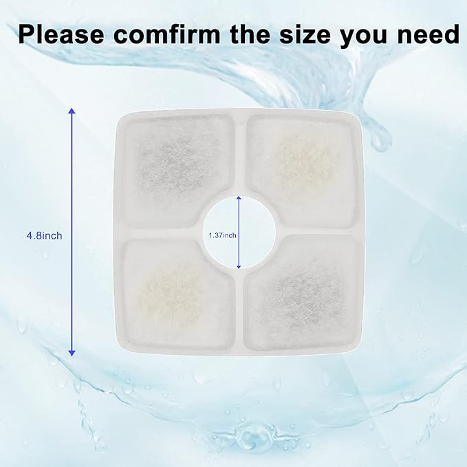 Cat Water Fountain Filters, Cirfifth Cat Fountain Filter Replacement, for Square Cat Water Fountain Inside (16 Pack)