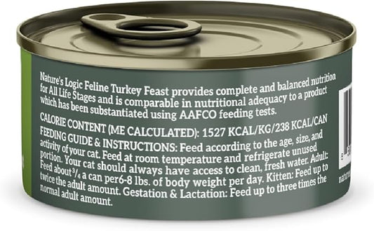 Nature'S Logic 24 Count Feline Turkey Canned Food, 24-5.5 Oz
