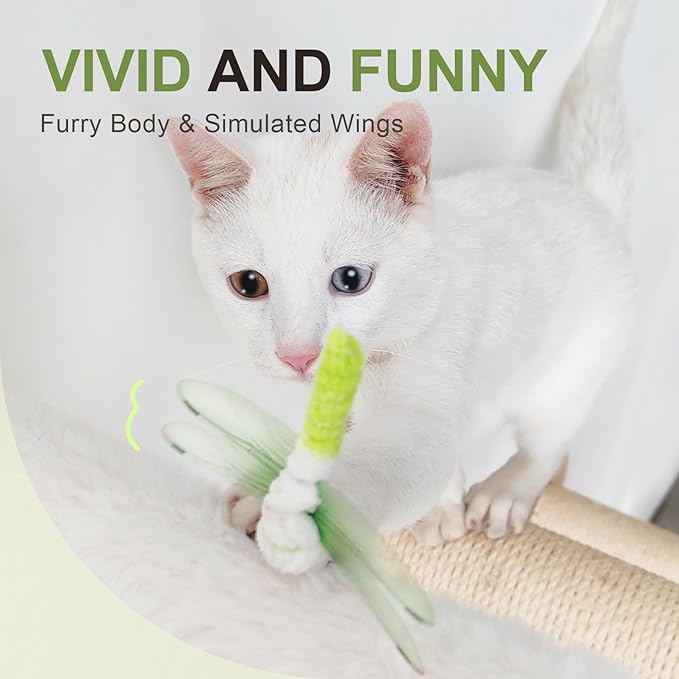 SONGWAY Insect Cat Toy Refills - 10 Pieces Dragonfly Toy Replacements for Indoor Cats, Interactive Cat Toy Wand Attachments