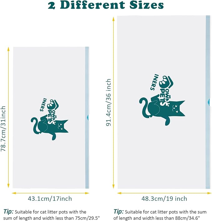 Ownpets Cat Litter Liners Large Extra Thick Cat Litter Bags Drawstring Liner Bags for Pet Cat Litter Box Tray, Unscented,10 Count 31"x 17"