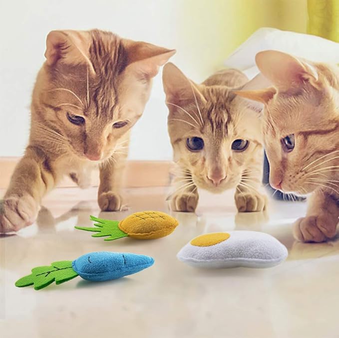 AWOOF Catnip Toys for Indoor Cats, 6 Pack Cat Chew Toys Plush Interactive Cat Kicker Toy for Indoor Kitten Exercise for All Breeds