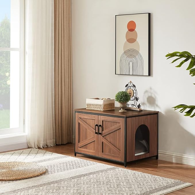 unipaws Top Opening Cat Litter Box Enclosure, Friendly to Elderly People, Waist or Keen Problem People, XL Extra Large Cat Box Furniture, High Jumbo Automatic Litter Box Cover Hidden for Large Cat