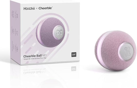 Cheerble Hoochii Smart Interactive Cat Toy, 3 Interactive Modes Automatic Moving Bouncing Rolling Ball for Indoor Cat Kitten Birthday Gift, Self Rotating Ball with Lights and Bell, USB Rechargeable