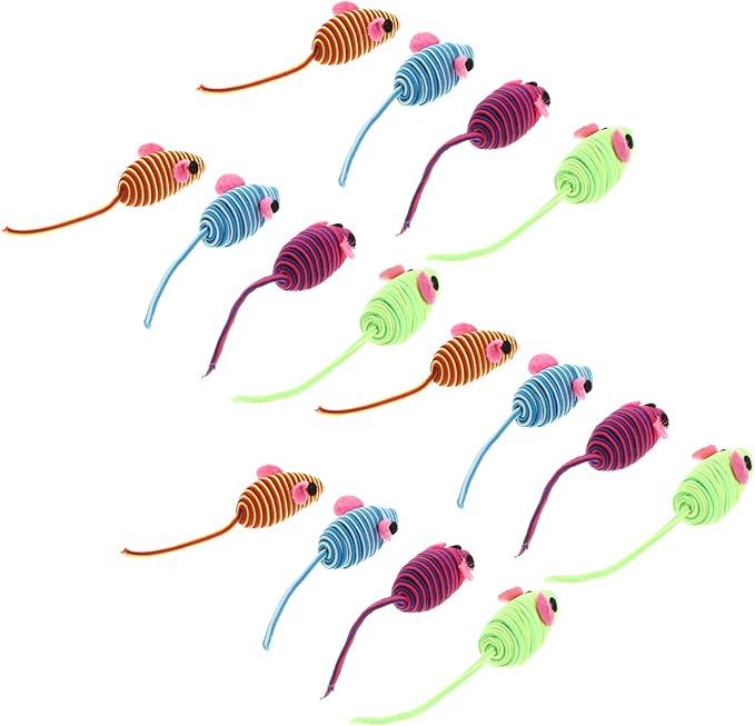 Scicalife Elastic Rope Mouse Toys, Mouse Cat Playing Props, Cat Teaser Interactive Toy Colorful Mouse Toys(Random Color 12pcs)