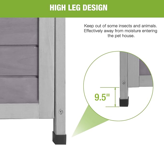 GUTINNEEN Outdoor Cat House Insulated, Weatherproof Cat Shelter with Insulation Liner for Winter, 2-Story Wooden Kitty Condo with Openable Waterproof Asphalt Roof, Elevated Plastic Feet