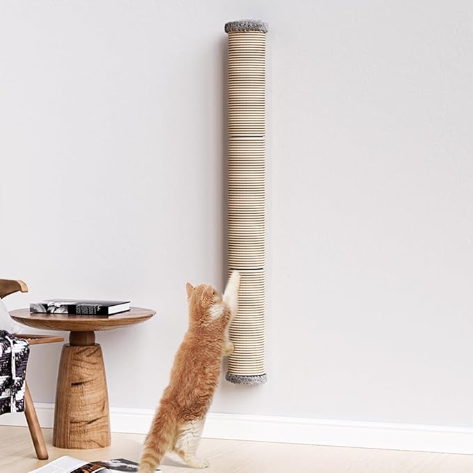 40" Wall Mounted Cat Scratcher, Sisal Scratching Post，Furniture for Indoor Cats, Tall and Sturdy Cat Climbing Pole for Large Cats