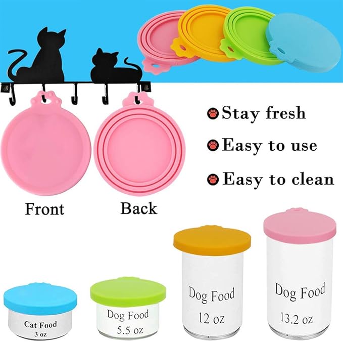 Food Can covers | 6 Pack Silicone Can Lids for Dog and Cat Food | Universal BPA Free | One Can Cap Fit Most Standard Size Canned Dog Cat Food