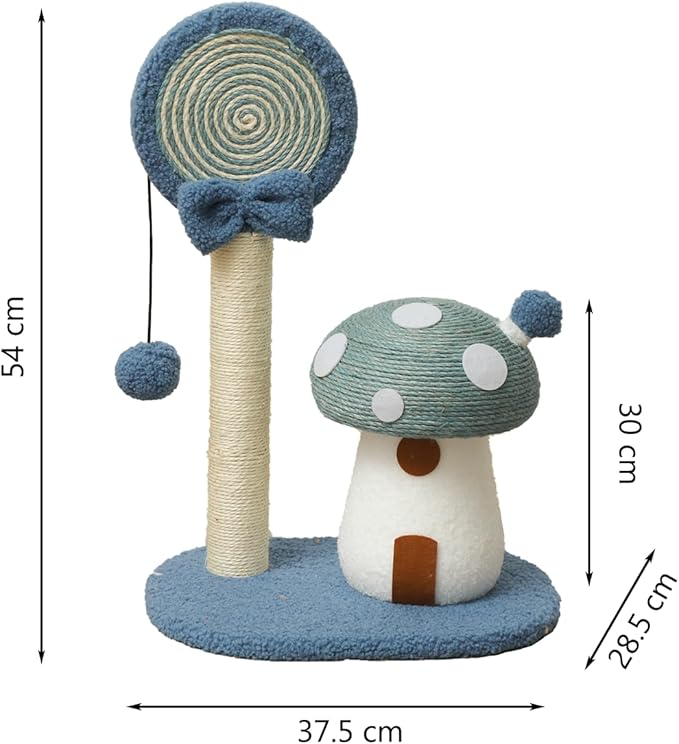 Doggie&Kittie Cat Scratching Post Cute Kitten Scratching Board Kitty Toys Mushroom Lollipop Cat Scratcher Furniture Cat Climber Climbing Tower for Indoor Cats Sisal Material (Red)