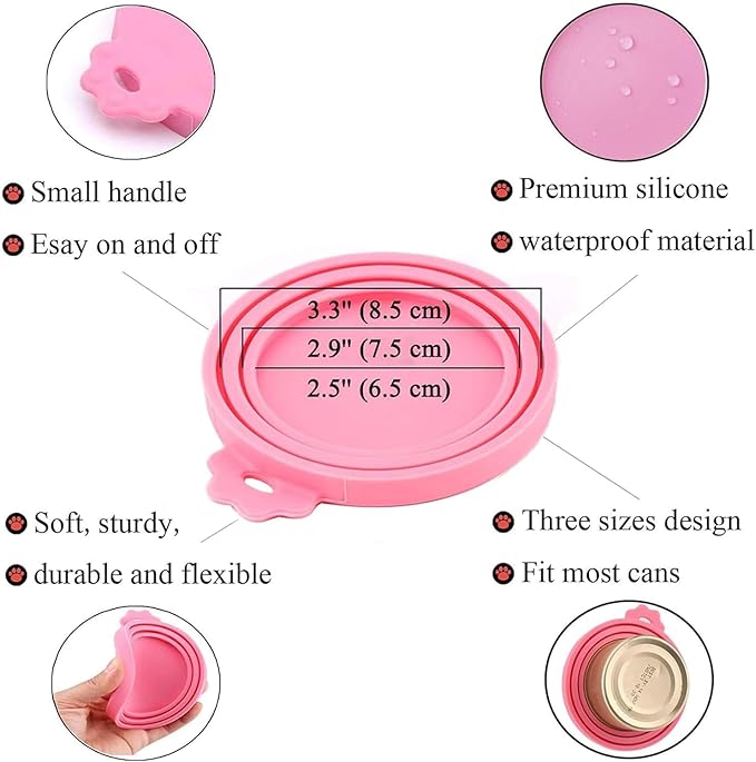 Can Lids/Universal BPA Free Silicone Pet Can Cover Lids for Dog and Cat Food/One Can Cap Fit Most Standard Size Canned Dog Cat Food（4 Pack）