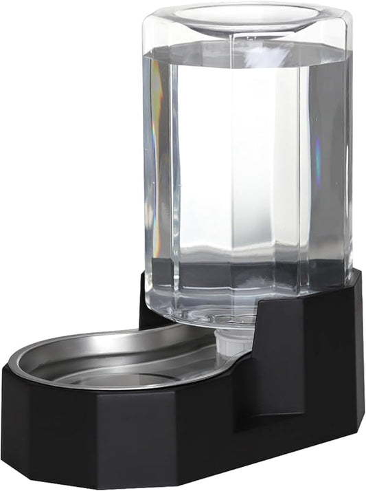 Sfozstra Dog Water Bowl Dispenser: 7L Large Black Gravity Stainless Steel Bowl - Without Filter - Pet Feeder for Pets Indoor/Outdoor Use by Owners