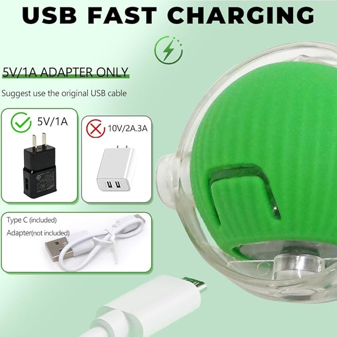 New Interactive Rolling Dog Ball, 360° Smart Pet Toy Ball, Self Rolling Ball Cat Toys for Small Medium Dogs Cats, Green 1pcs