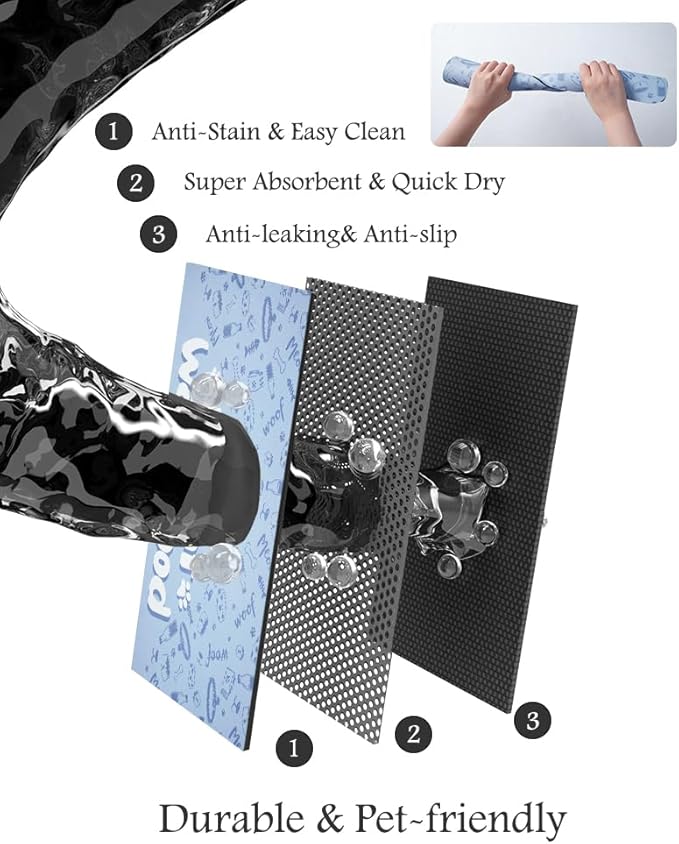 Pet Feeding Mat-Absorbent Dog Mat for Food and Water Bowl-No Stains Quick Dry Water Dispenser Mat-Dog Accessories Pet Supplies-Bowl for Messy Drinkers（PAW,16"x24"