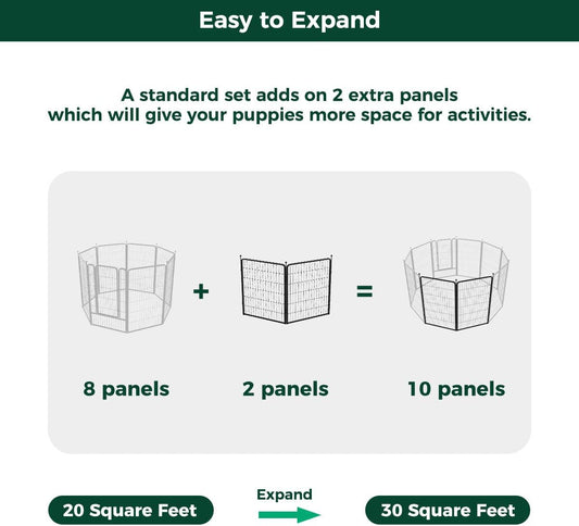 FXW Rollick Unleashed Dog Playpen for Indoor, Yard, RV Camping, 45 inch 2 Panels for Large Dogs, Black│Patented